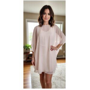 Halston Heritage Fitted Ponte Dress With Sheer Overlay, Primrose Womens Size 0